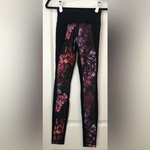 Lululemon Black/Floral Yoga Pants. Size 2